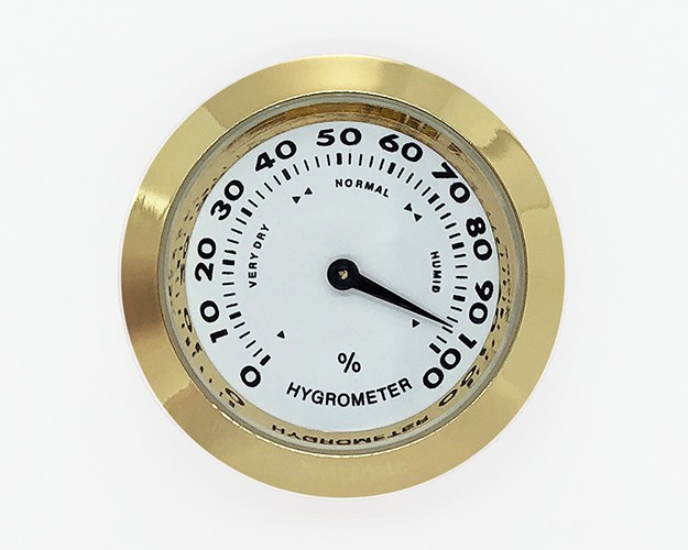 Gold Bezel Multi-Colored Gauge Round Digital Hygrometer w/ Calibration  Feature - Includes Battery