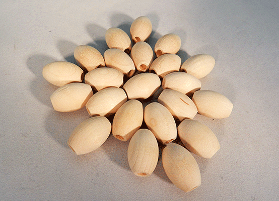 Wood Oval Beads 1/2 inch by 3/4 inch with 5/32 Hole