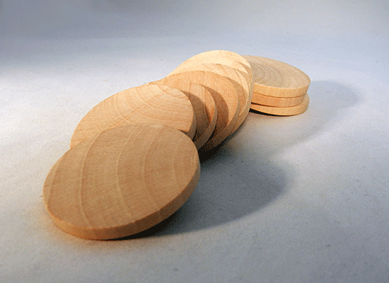 Round Wooden Discs 5 inch, Pack of 4 Unfinished Wood Coasters for