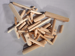 Wooden Dowel Pins 36 Pack 8x30mm Fluted Beveled Ends Wood Dowel Pegs