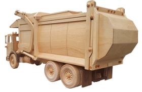 wooden garbage truck